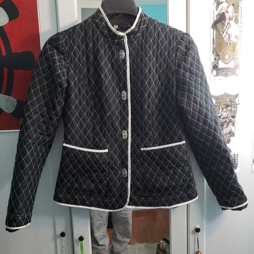 Black quilted jacket - white lining size S